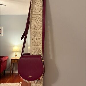 Fable England Floral Saddle Bag in Plum